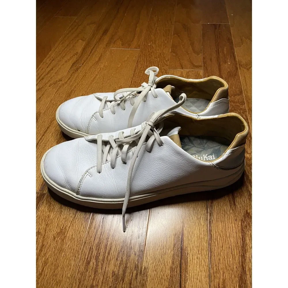 OluKai White and Brown Lace Up Shoes‎ Size US Men’s 9